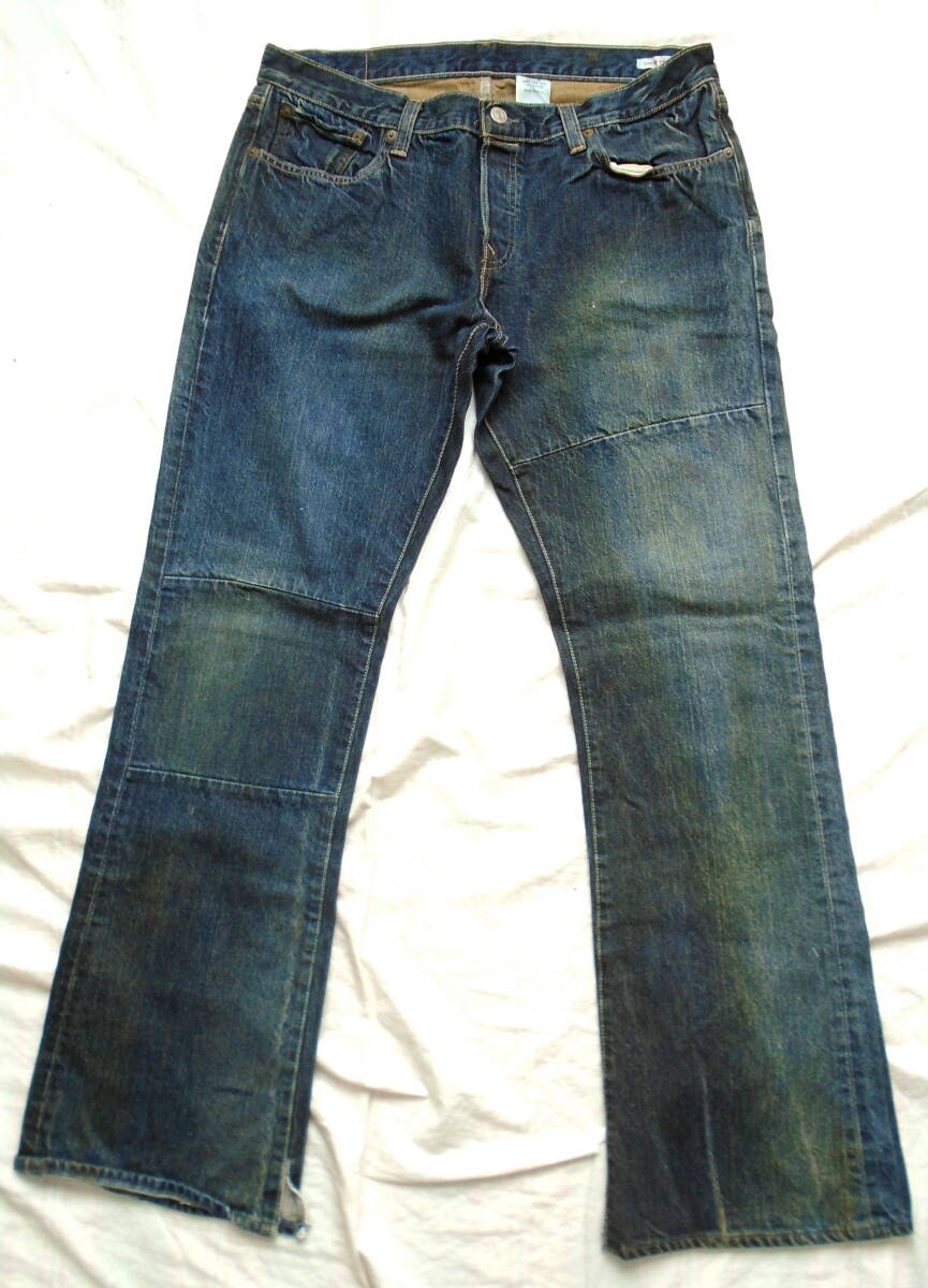 希少★デッド★新品★Levi's PREMIUM★ブーツカット★SKINNER JEAN★本革パッチ★脇割り★Vステッチ★米国製★(W:36 L:32)