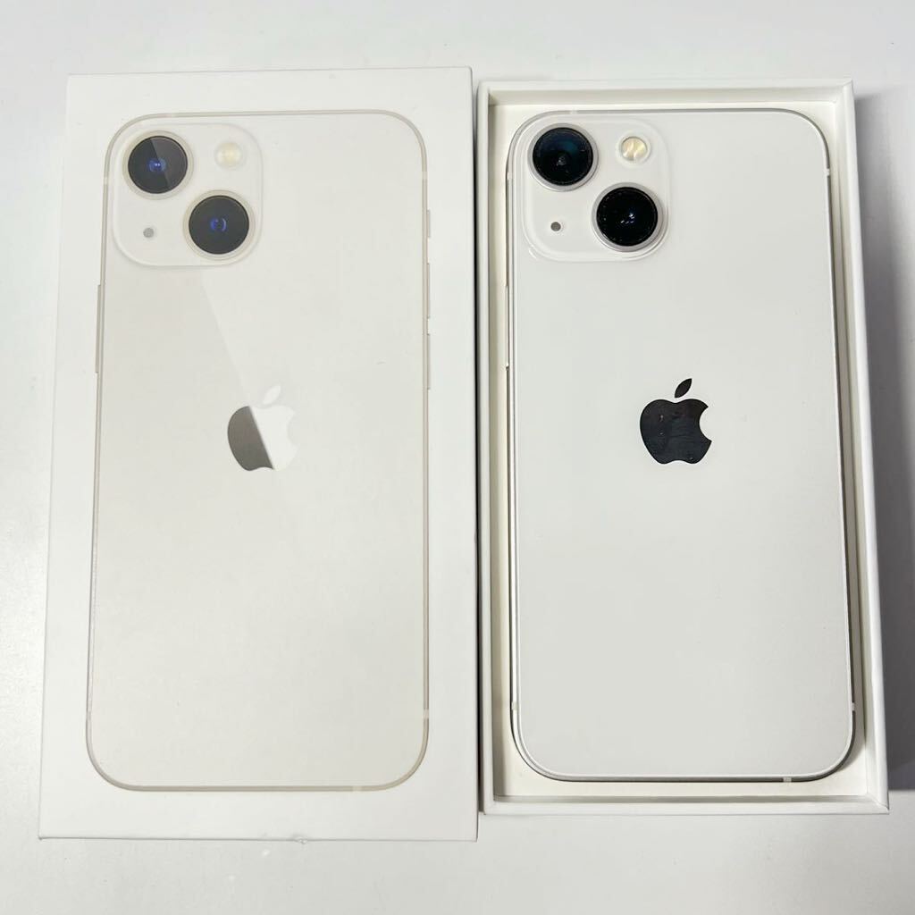 1円~【初期化済み】Apple iPhone 13 mini 128GB スターライト MLJE3J/A SIMフリー ACロック解除済み バッテリー最大容量86% 箱付き ZS_画像1