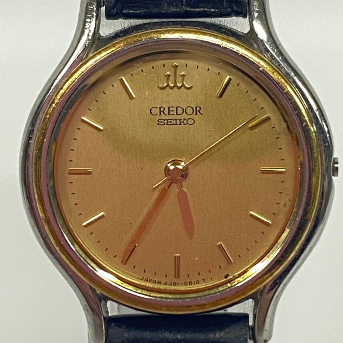 1円~【動作未確認】セイコー SEIKO クレドール CREDOR 4J81-0A60 クォーツ レディース腕時計 ゴールド文字盤 ラウンド 18KT+SS 3針 G152541_画像1