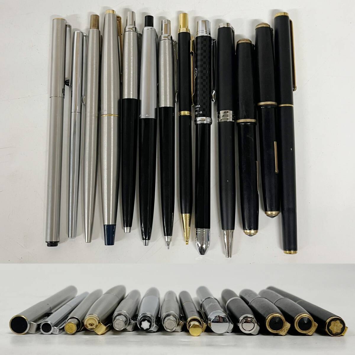 1円~【27点】万年筆 ボールペン シャーペン まとめ売り MONTBLANC PARKER PILOT SHEAFFER CROSS 等 ケース SV925 ペン先 14K 刻印有 YTの画像8