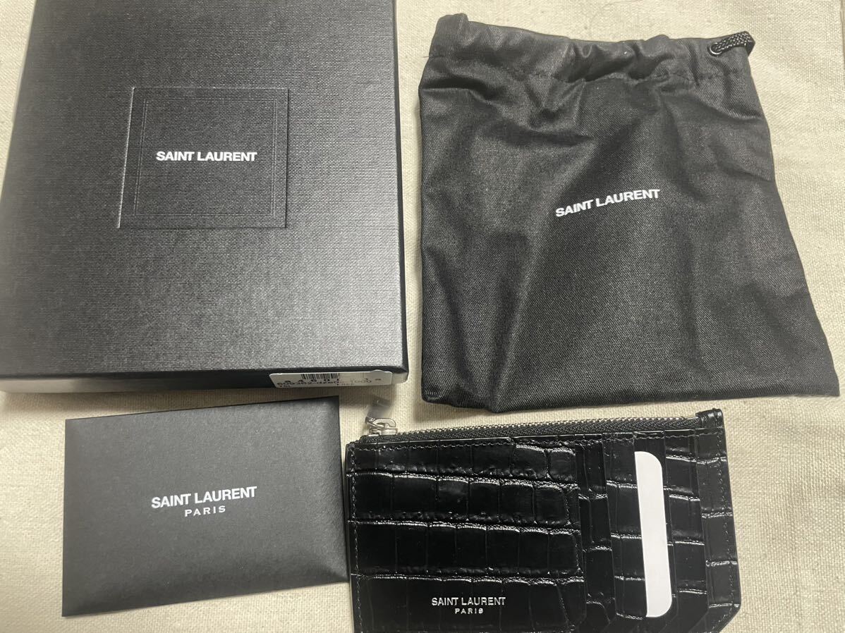 SAINT LAURENT サンローラン コイン＆カードケース クロコ型押しMADE IN ITALY 財布 YSL の画像3