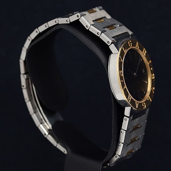 1円 稼動 良品 QZ ブルガリ ブルガリブルガリ BB30SGD デイト 黒文字盤 レディース腕時計 OKZ 2ANT 0841500の画像2