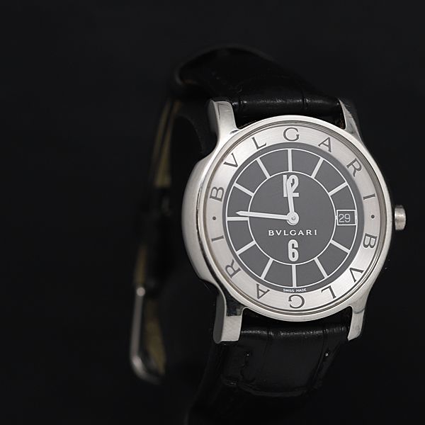 1円 QZ ブルガリ ソロテンポ ST35S 黒文字盤 デイト 2ANT メンズ腕時計 KRK 0882200_画像2