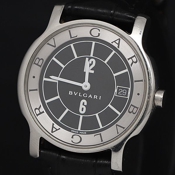 1円 QZ ブルガリ ソロテンポ ST35S 黒文字盤 デイト 2ANT メンズ腕時計 KRK 0882200_画像1