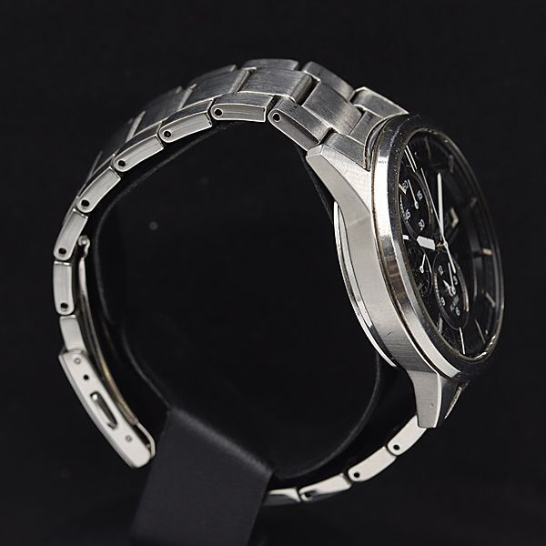 1円 稼働 良品 セイコー クロノグラフ 黒文字盤 アラーム デイト V172-0AA0 ソーラー メンズ腕時計 JNM 4437000 3MGY_画像2