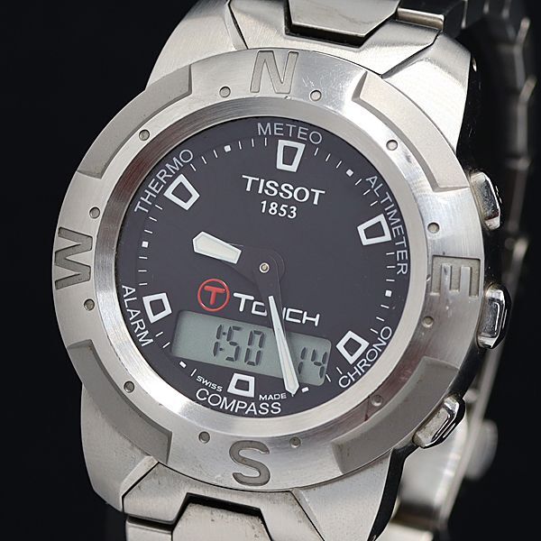 1円 稼動 ティソ Tタッチ TKQ-RA-18056 QZ 黒文字盤 デジアナ メンズ腕時計 OGI 3239000 3NBG1_画像1