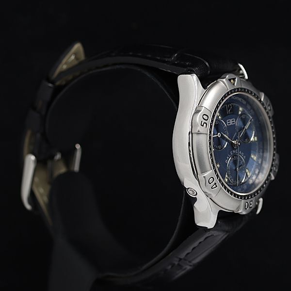 1円 バレンシアガ クロノグラフ QZ ブルー文字盤 2BJY メンズ腕時計 SGN 3783000_画像2