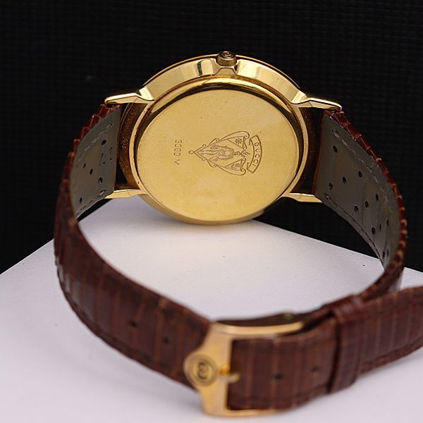 1円 稼働 良品 グッチ QZ 3000M ゴールド文字盤 メンズ腕時計 OGH 7910100 3APT_画像4