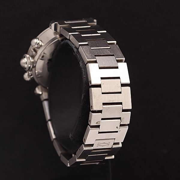 1円 保/箱付 稼働 カルティエ パシャCクロノ W31048M7 シルバー文字盤 AT/自動巻 デイト メンズ腕時計 NSY 0005610 3DKTの画像3