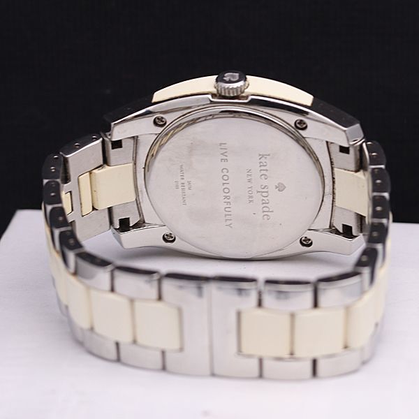 1円 稼働 良品 ケイトスペード シルバー文字盤 QZ レディース腕時計 NSY 0011000 3RKT_画像4
