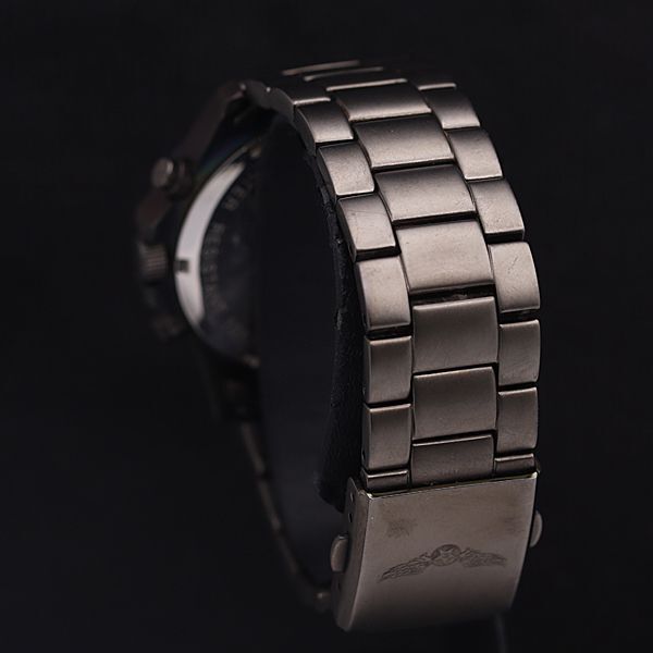 1円 稼働 アヴィレックス AX011M クロノグラフ ブルー文字盤 QZ メンズ腕時計 NSY 0561000 3ERT_画像3