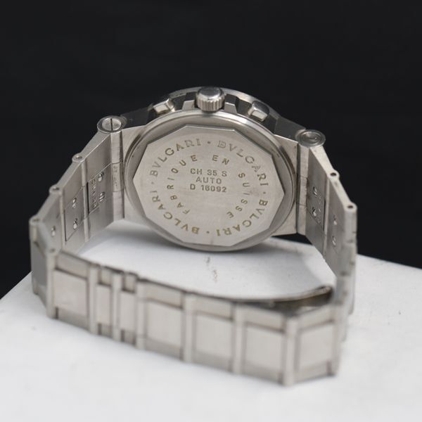 1円 稼働 ブルガリ ディアゴノ CH35S AT/自動巻き 白文字盤 デイト クロノグラフ メンズ腕時計 KRK 0042900 3NBT_画像4
