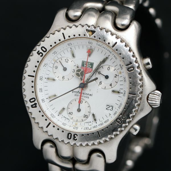 1円 タグホイヤー CG1112-0 QZ プロフェッショナル200ｍ クロノ デイト 白文字盤 メンズ腕時計 KRK 0564300 3PRT_画像1