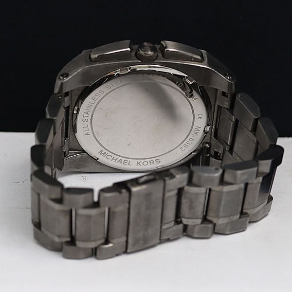 1円 稼働 良品 マイケルコース MK-8392 QZ 黒文字盤 メンズ腕時計 OGI 5643000 3PRT_画像4