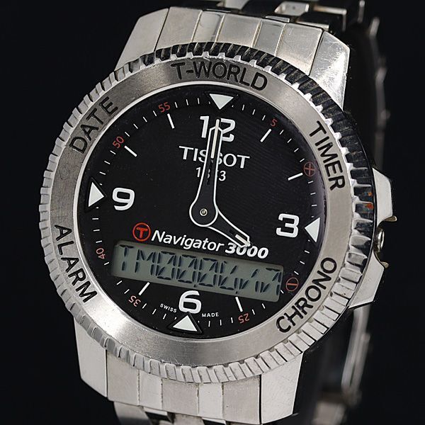 1円 ティソ Z270/370 QZ 黒文字盤 デジアナ メンズ腕時計 OGI 3790100 3PRTの画像1