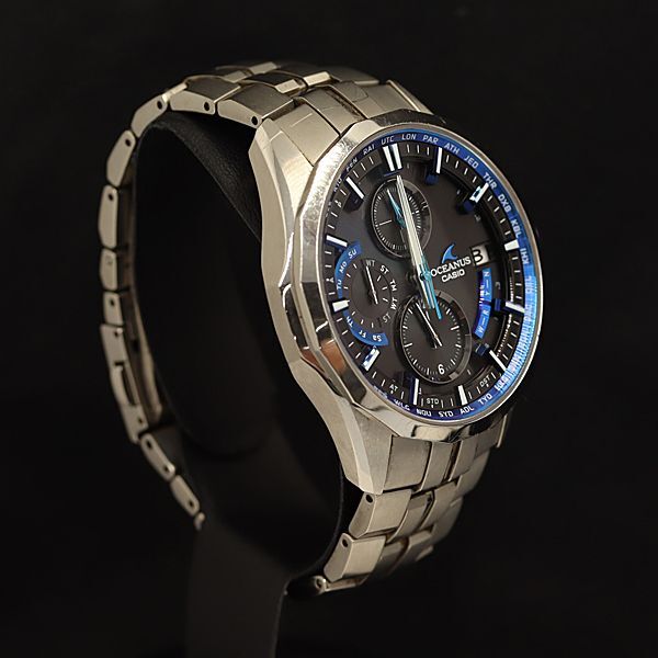 1 jpy box attaching Casio Oceanus OCW-S3000 radio wave solar black face Date titanium men's wristwatch OGH 2000000 3NBG2