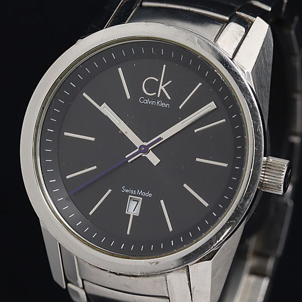 1円 カルバンクライン K9511200 QZ 黒文字盤 デイト メンズ腕時計 OGI 8464000 3ERYの画像1