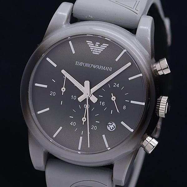 1 иен работа хорошая вещь Emporio Armani AR-1063 QZ 30m Date хронограф серый циферблат мужские наручные часы OKZ 0264000 3PRT
