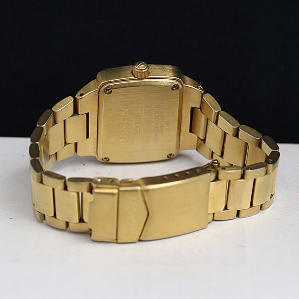 1円 箱付 稼働 良品 ニクソン QZ ゴールド文字盤 石付 コマ5付 メンズ腕時計 OGI 2000000 3NBG2の画像4