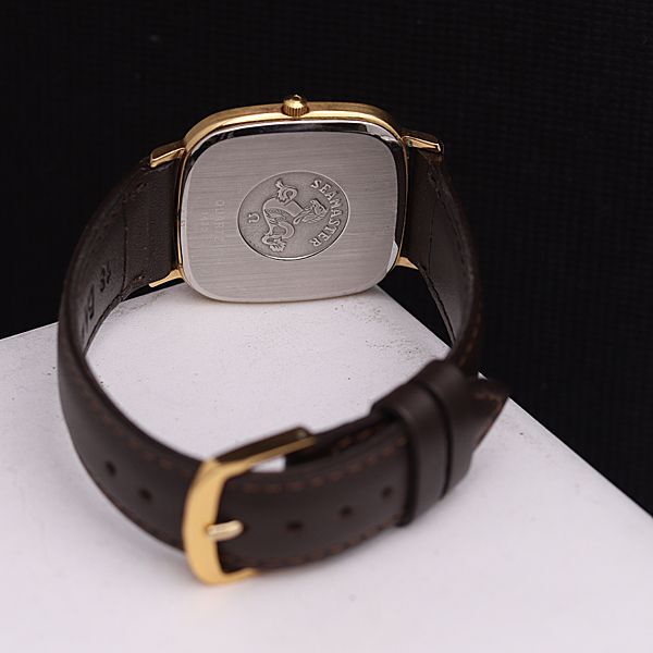 1円 稼働 良品 オメガ シーマスター QZ ゴールド文字盤 デイト メンズ腕時計 TCY 3856000 3BJY_画像4