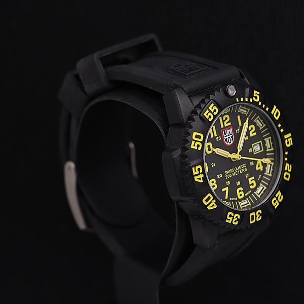 1円 稼働 良品 ルミノックス 7050 QZ 黒文字盤 デイト メンズ腕時計 TCY 3856000 3BJYの画像2