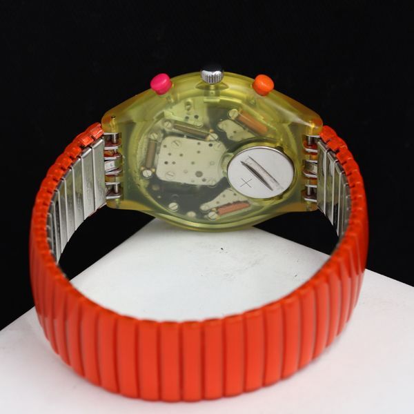 1円 稼働 箱付 スウォッチ 350 QZ クロノグラフ ブルー系文字盤 メンズ腕時計 SGN 2213000 3PRY_画像4