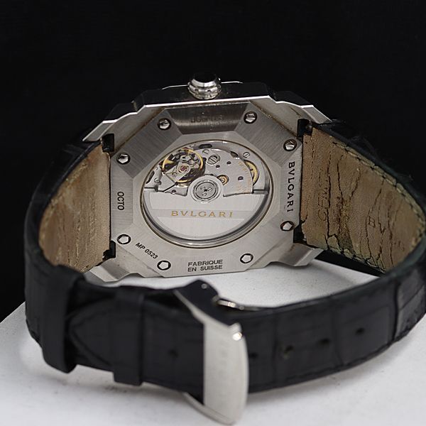 1円 稼働 良品 ブルガリ オクト BGO41S AT/自動巻き 黒文字盤 メンズ腕時計 OGH 0536910 3NBTの画像4