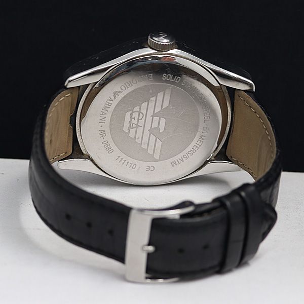 1 jpy operation Emporio Armani AR-0680 hand winding black face smoseko men's wristwatch OGI 0002000 3MBT