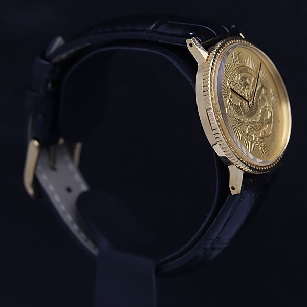 1円 稼働 良品 シチズン 1973 日中友好 ゴールド文字盤 手巻 メンズ腕時計 NSY 2000000 3NBG2の画像2
