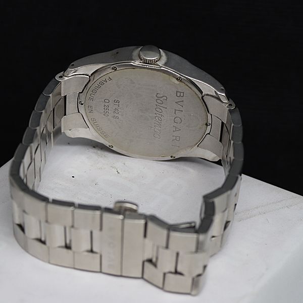 1円 箱/保付 稼動 ブルガリ ソロテンポ ST42S O2550 QZ 黒文字盤 メンズ腕時計 KTR 0001400 3MBTの画像4