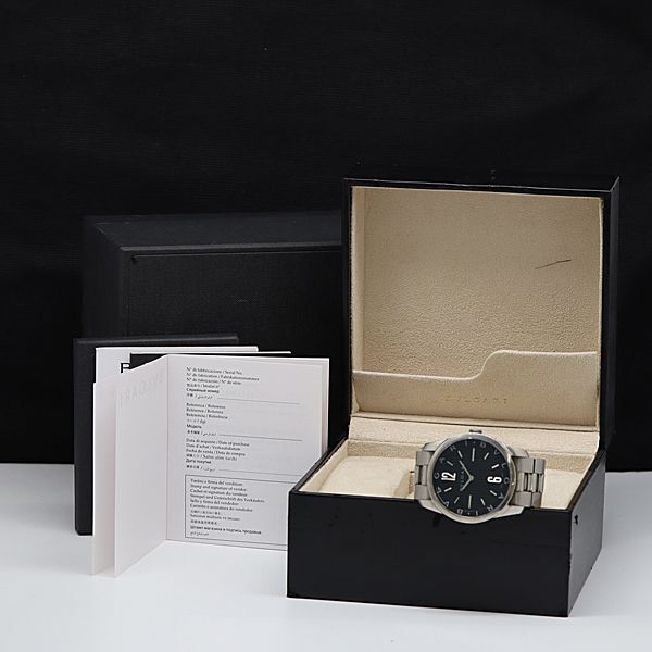 1円 箱/保付 稼動 ブルガリ ソロテンポ ST42S O2550 QZ 黒文字盤 メンズ腕時計 KTR 0001400 3MBTの画像5