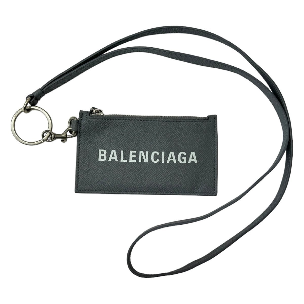 BALENCIAGA バレンシアガ パスケース 594548 ネックストラップIＤカードケース グレー系 メンズ レディース【中古】