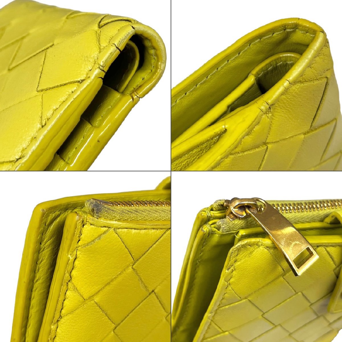 BOTTEGA VENETA ボッテガヴェネタ 600270 VCPP3 イントレチャート 二つ折り財布 レザー キウイグリーン 【中古】_画像10