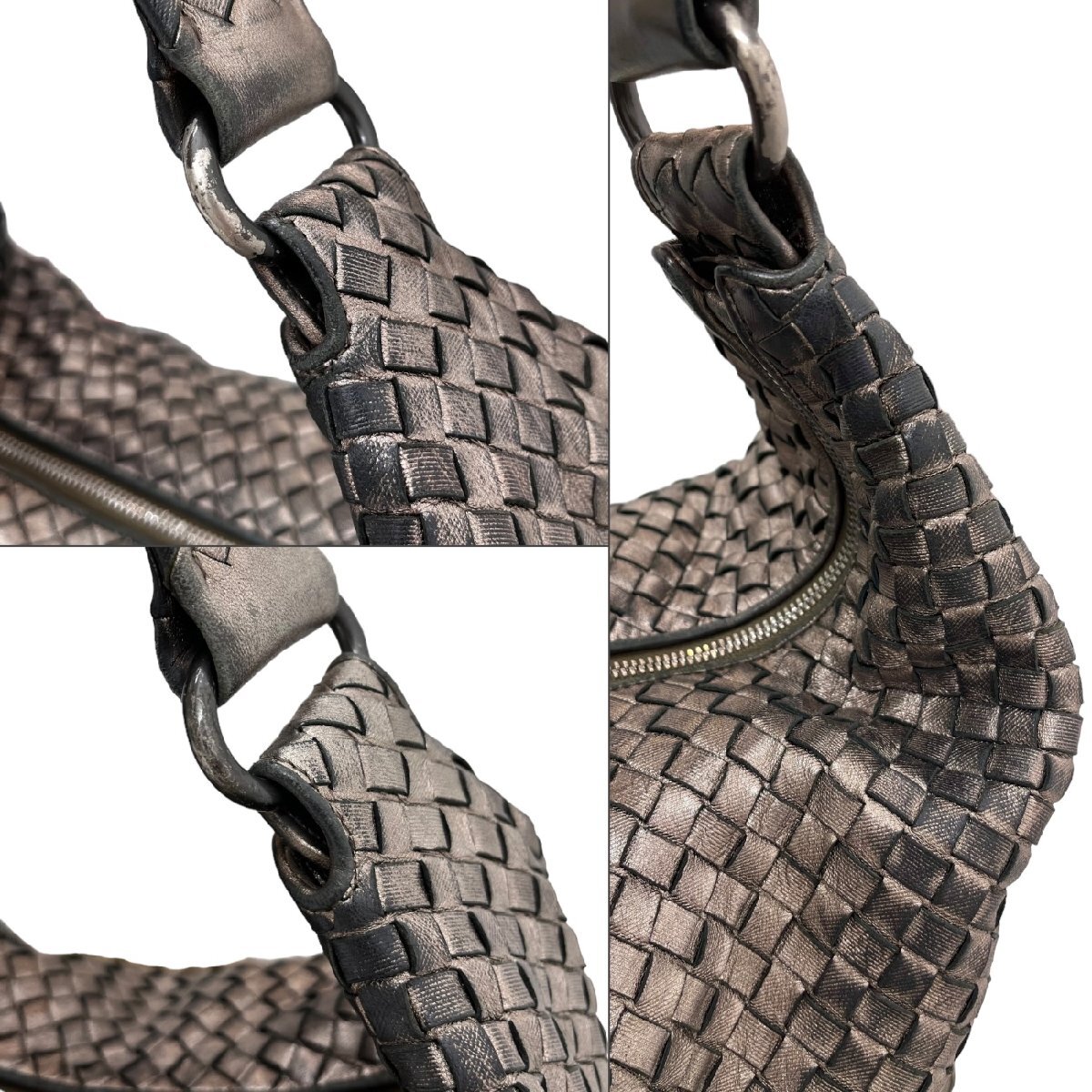 【中古】｜BOTTEGA VENETA ボッテガヴェネタ 183659 イントレチャート ナッパレザー ワンショルダーバッグ メタリックブラウン_画像8