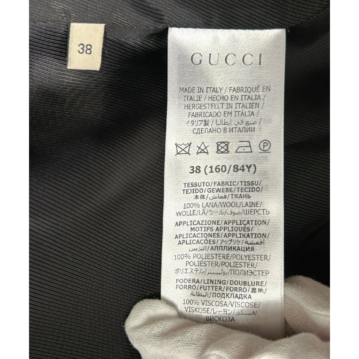 GUCCI Gucci двойной Gembrodali- шерстяное пальто женский 38 XS размер оттенок черного Gold кнопка внешний [ б/у ]