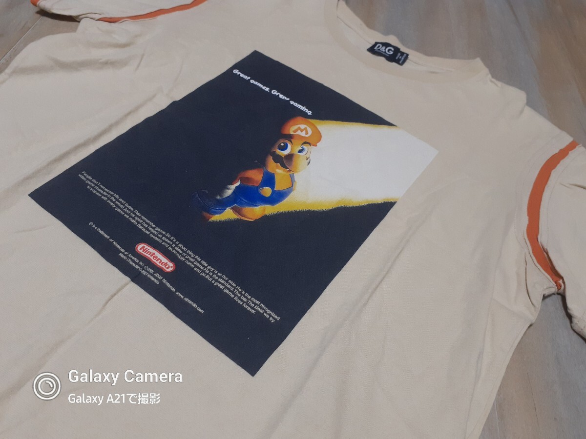 ディー&ジー ドルガバ ドルチェ&ガッバーナ D&G × スーパーマリオ MARIO コラボ Nintendo 任天堂 Tシャツ 半袖 プリント ベージュ L_画像6