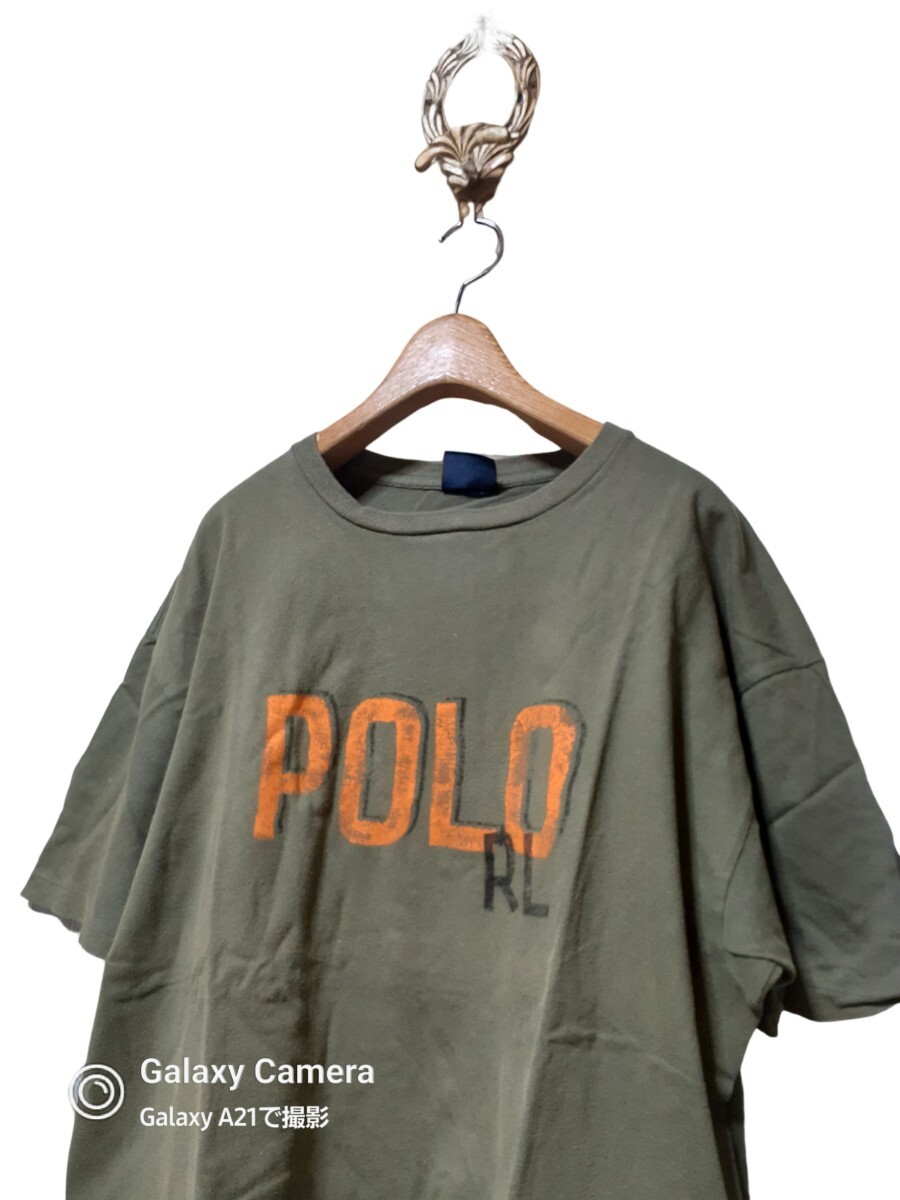 90s-レア/POLO Ralph Lauren ポロ ラルフローレン/ロゴ/半袖Tシャツ/used/men-XL _画像2