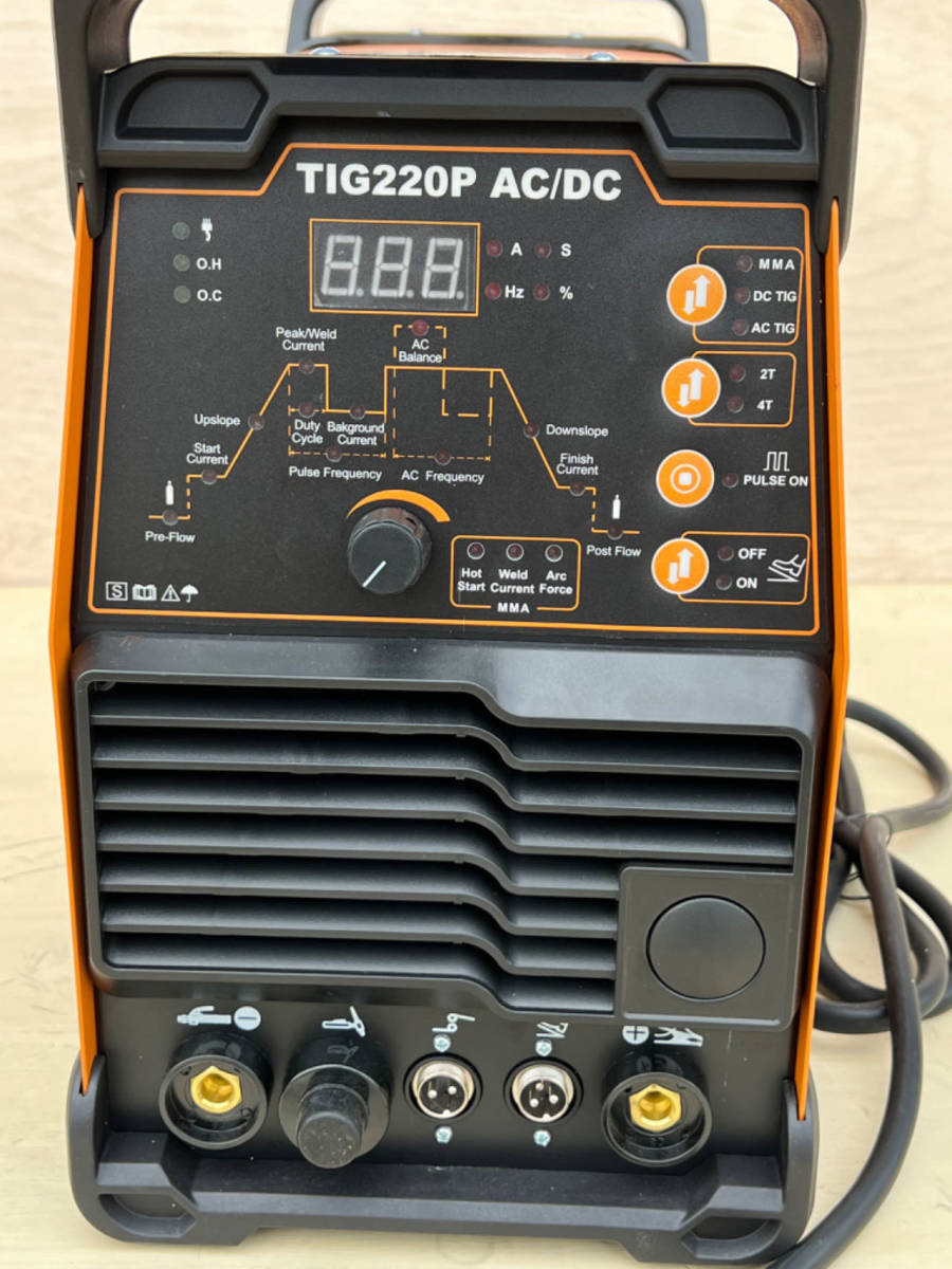 交流/直流 インバーター TIG溶接機 TIG220P AC/DC パルス溶接 単相100V/200V アルミ 鉄 ステン 銅 ブラック TIG200 TIG250P AC/DCの画像3