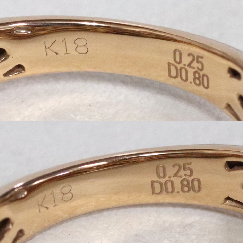 K18PG diamond ring D0.25 D0.80 5.5g #9