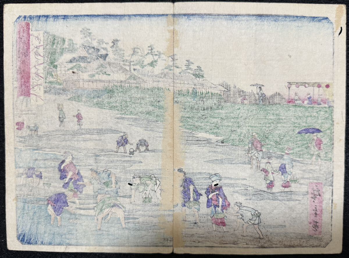  Meiji период / подлинный произведение . река широкий -слойный ( три плата )[ Tokyo .. три 10 шесть .. мыс. ...] подлинный товар картина в жанре укиё гравюра на дереве пейзажи известных мест ..... средний размер 