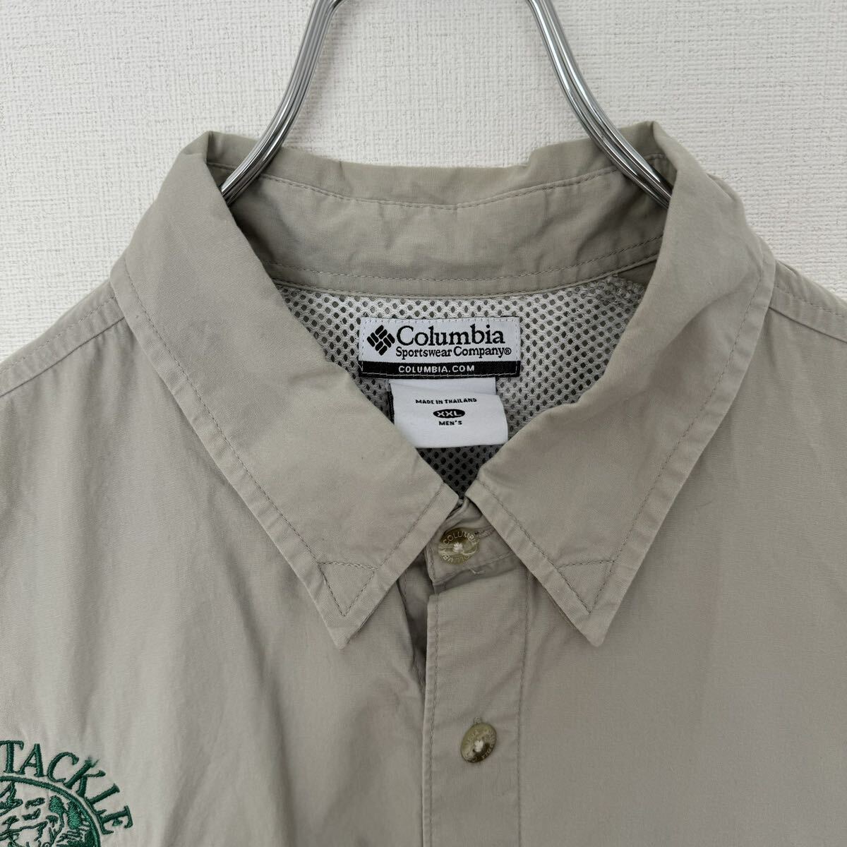 グレージュ　古着　PFG フィッシングシャツ　半袖シャツ　コロンビア