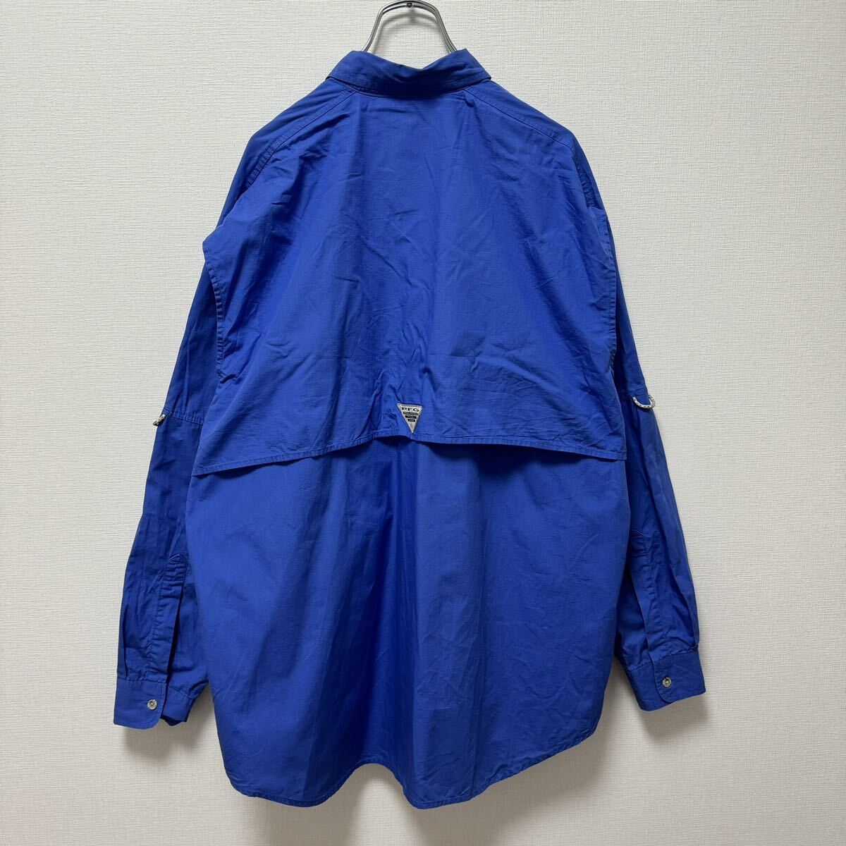 ブルー　フィッシングシャツ　長袖シャツ　PFG 古着　コロンビア