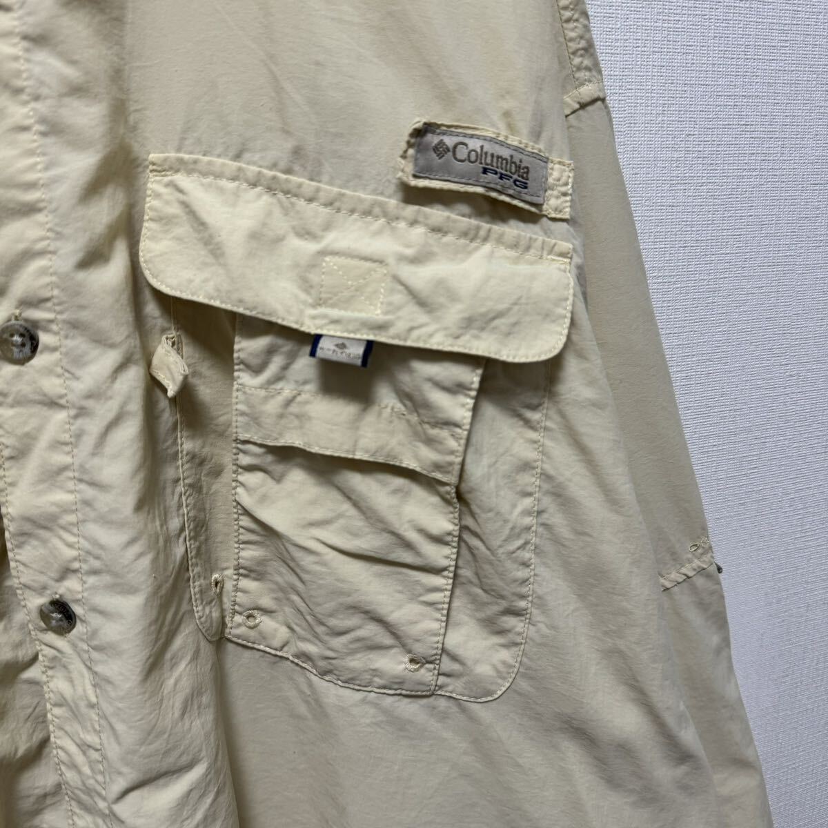 イエロー　古着　PFG フィッシングシャツ　長袖シャツ　コロンビア