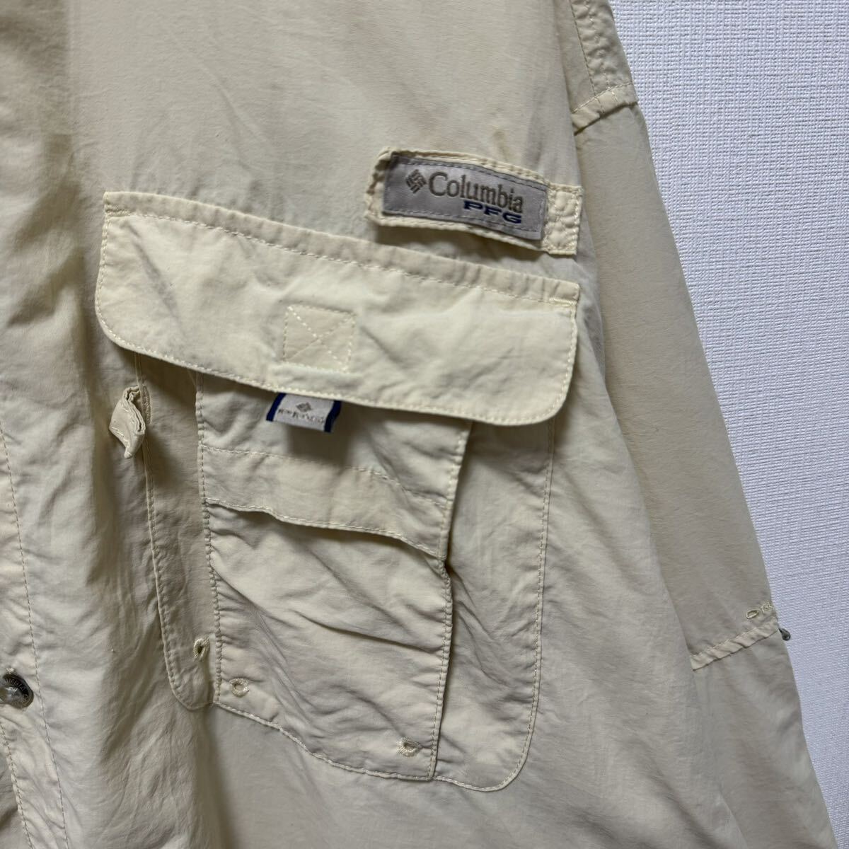 イエロー　古着　PFG フィッシングシャツ　長袖シャツ　コロンビア