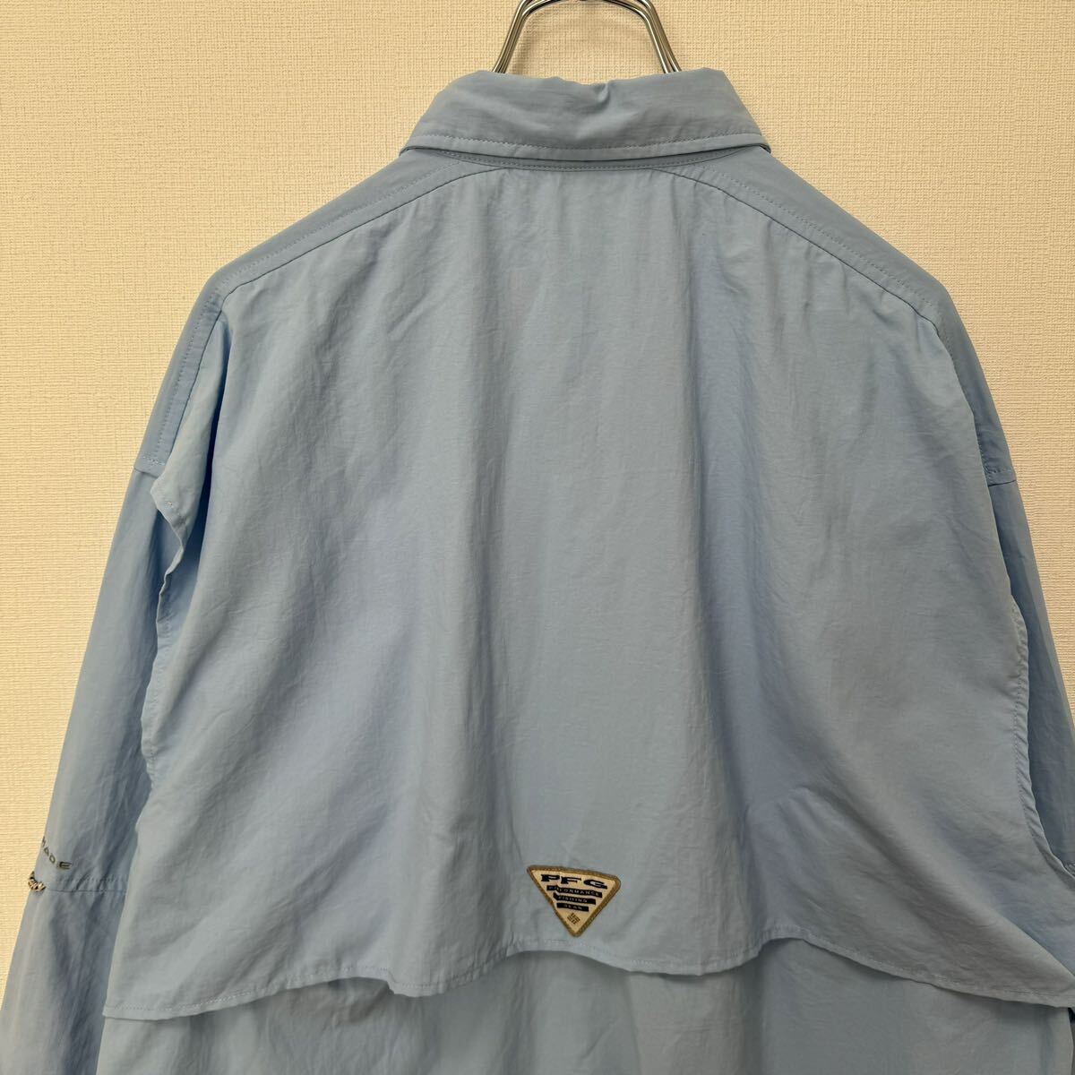 青　PFG 古着　フィッシングシャツ　長袖シャツ　コロンビア　Columbia