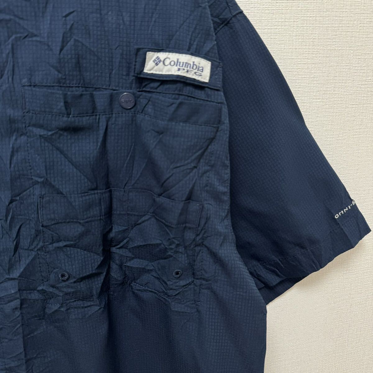 半袖シャツ　ネイビー　フィッシングシャツ　古着　PFG コロンビア