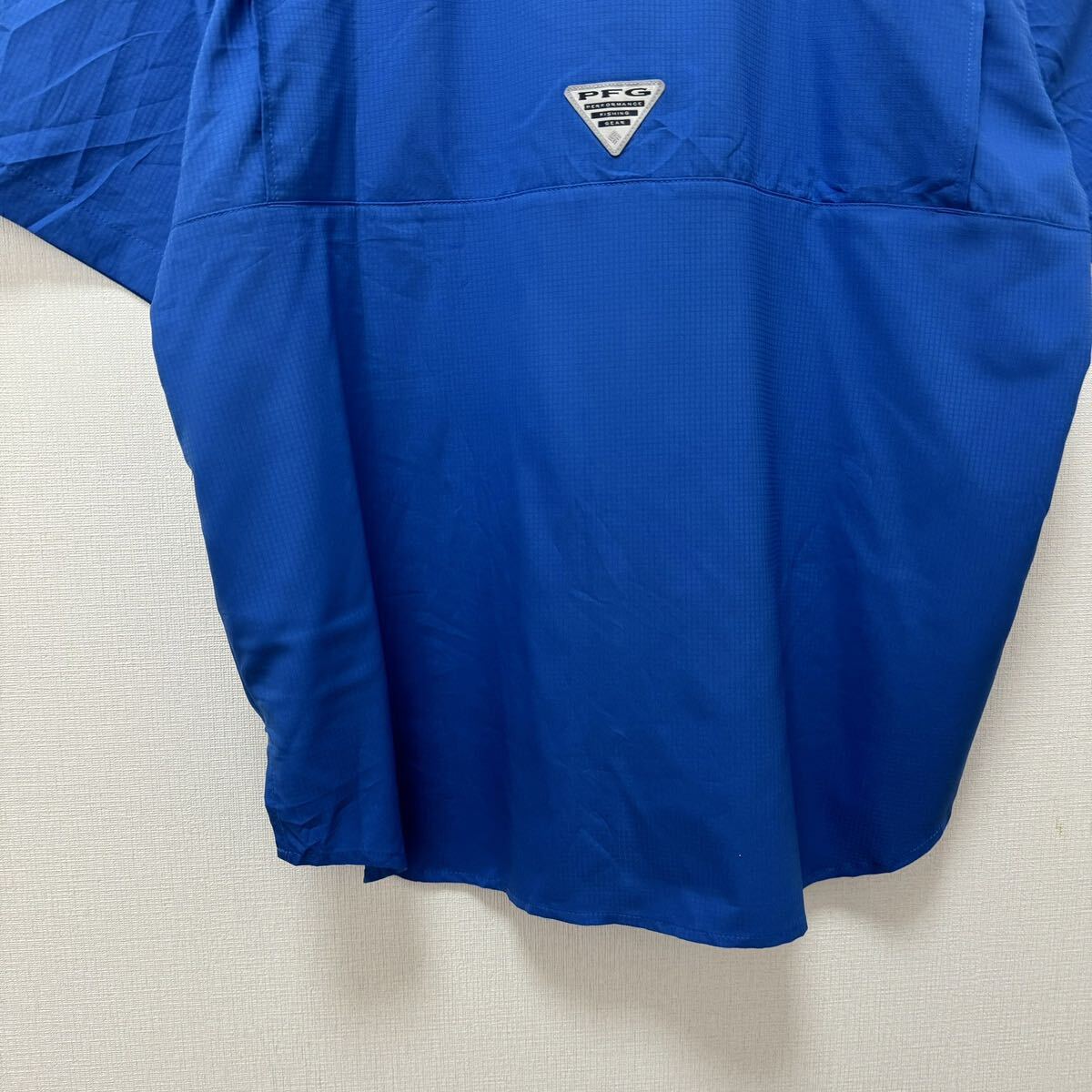 コロンビア　ブルー　フィッシングシャツ　半袖シャツ　古着　PFG