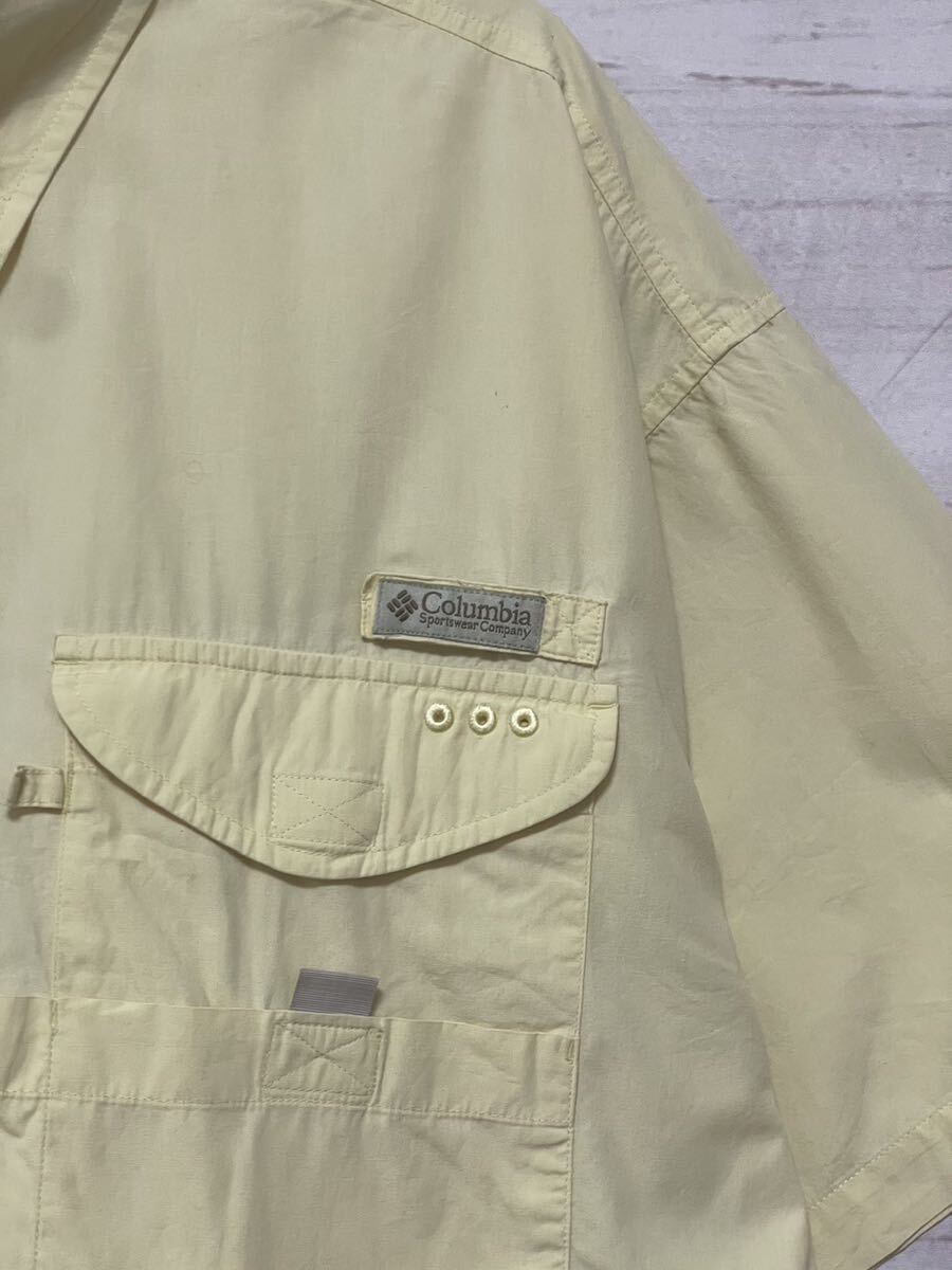 イエロー　PFG 古着　フィッシングシャツ　半袖　コロンビア　Columbia