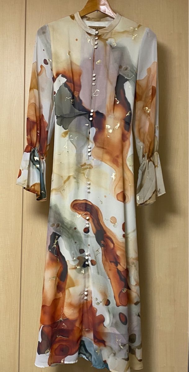 美品　Ameri VINTAGE AMELIA INK ART DRESS  S ワンピース ロングワンピース