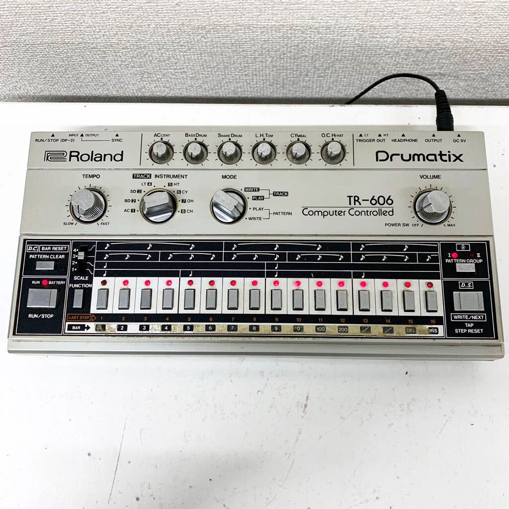 【A-1】 Roland TR-606 Drumatix ドラムマシン リズムマシン ローランド 動作OK ボタン反応やや不安定 汚れ多め 現状品 1581-90_画像1